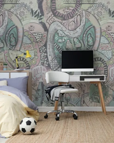 Tapet Énergique (pastel) cu design geometric și culori pastelate