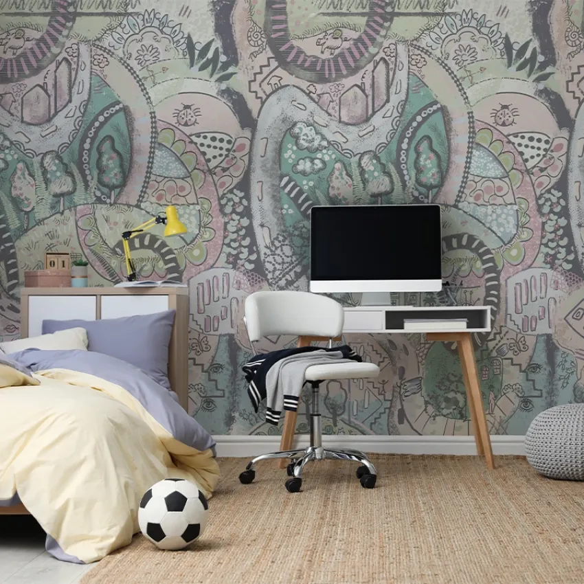 Tapet Énergique (pastel) cu design geometric și culori pastelate