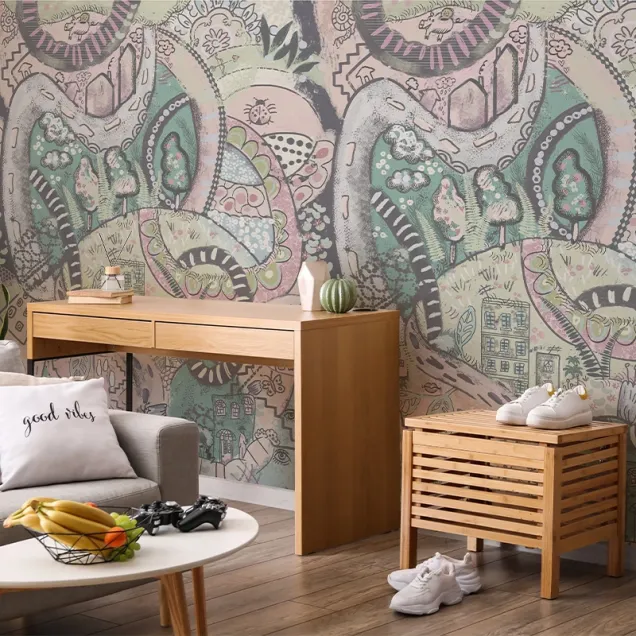 Tapet Énergique (pastel) cu design geometric și culori pastelate