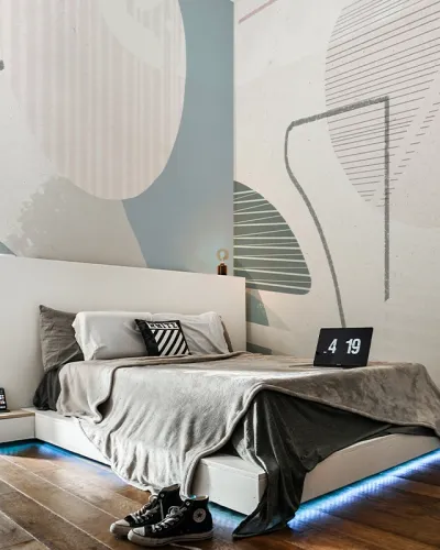 Tapet modern cu design geometric Suave (pistache)