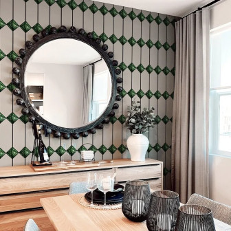 Tapet decorativ cu design geometric verde