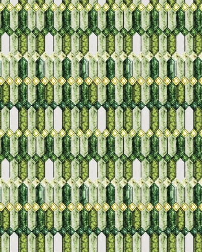 Tapet cu model geometric verde și auriu, 