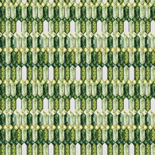 Tapet cu model geometric verde și auriu, 