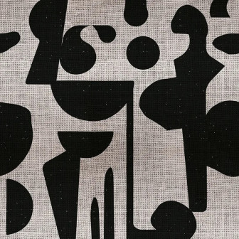 Tapet personalizat cu forme abstracte negre pe fundal gri