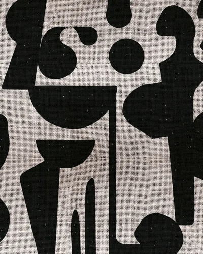 Tapet personalizat cu forme abstracte negre pe fundal gri