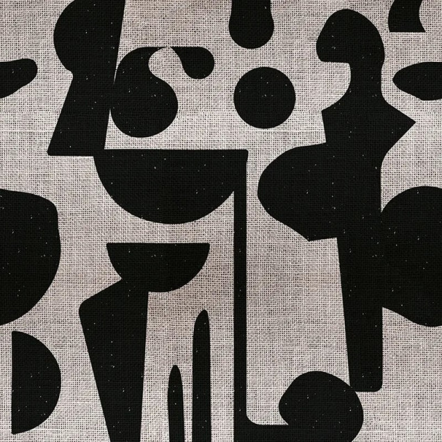 Tapet personalizat cu forme abstracte negre pe fundal gri