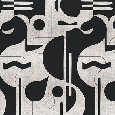 Tapet modern cu contururi îndrăznețe, monocrom, cu forme geometrice și un fundal texturat gri
