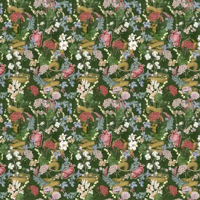 Tapet floral verde cu un design modern si elegant, cu detalii florale delicate. Tapetul este prezentat intr-un living modern, unde se potriveste perfect.