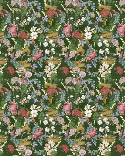 Tapet floral verde cu un design modern si elegant, cu detalii florale delicate. Tapetul este prezentat intr-un living modern, unde se potriveste perfect.