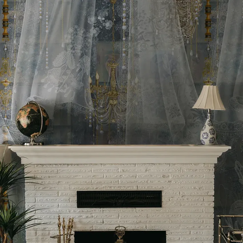 Tapet Tea House (Jasmine) cu motive vintage si accente aurii