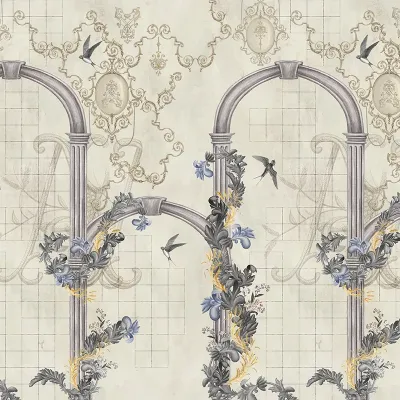 Tapet Bridge of Sighs cu arcada, pasari si ornamente delicate