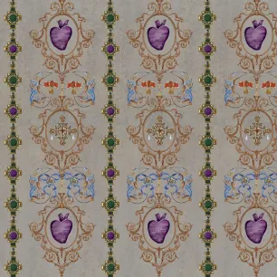 Fototapet VLAdiLA VLDLW0894. Conține culorile: Violet, Violet-Mov, Gri, Gri Piatră, Verde, Verde Pin, Roșu, Roșu Lila, Galben, Auriu Perlă
