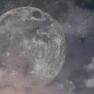 Fototapet cu lună și stele într-un living modern