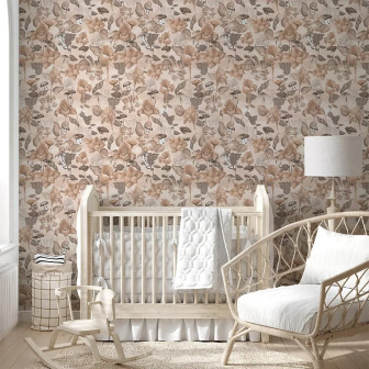Tapet floral autumnal într-o cameră de copii