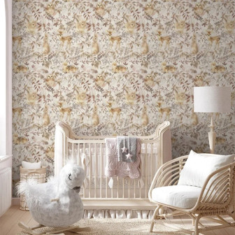 Tapet cu animale delicate, ideal pentru camera copilului