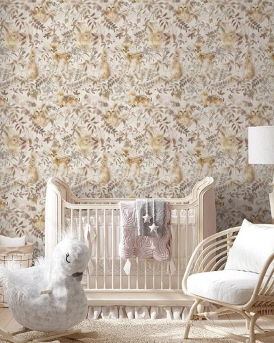 Tapet cu animale delicate, ideal pentru camera copilului