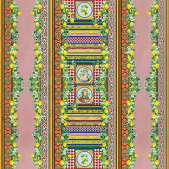 Tapet personalizat cu design floral și citrice într-un interior decorat