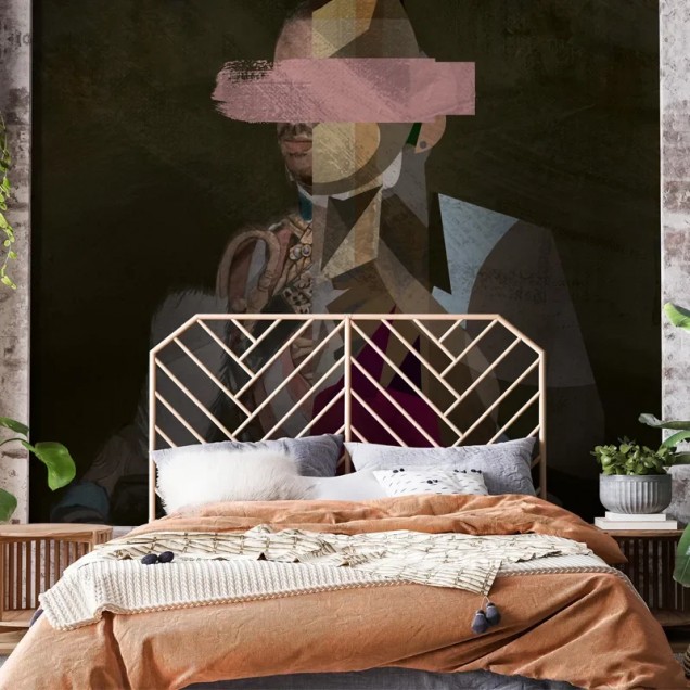 Tapet modern cu design abstract într-un dormitor