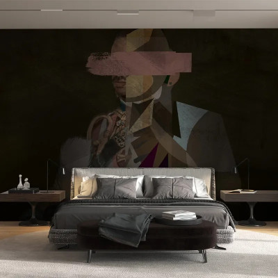 Tapet modern cu design abstract într-un dormitor