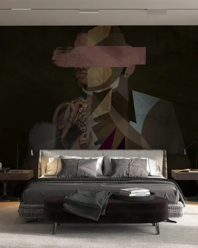 Tapet modern cu design abstract într-un dormitor