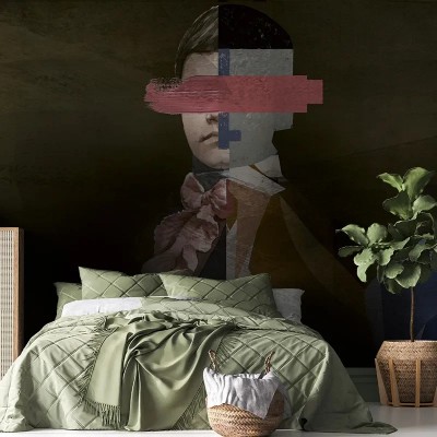 Tapet abstract modern cu portret masculin