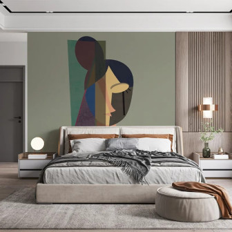 Fototapet personalizat cu design abstract în dormitor modern