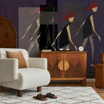 Tapet decorativ cu design abstract într-un interior modern