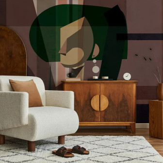 Tapet personalizat cu design abstract într-un interior modern