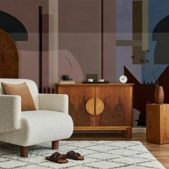 Tapet personalizat cu design abstract în living modern