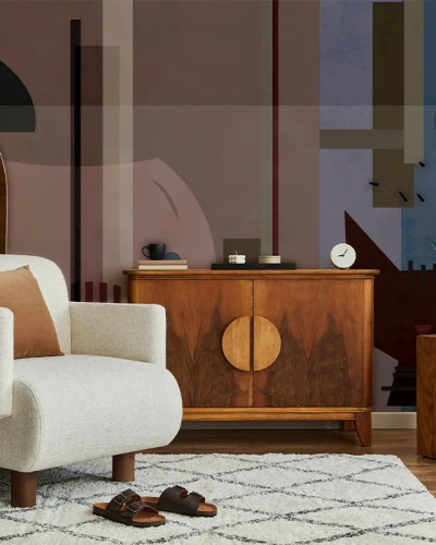 Tapet personalizat cu design abstract în living modern