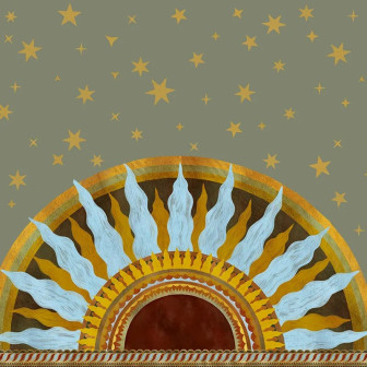 Fototapet personalizat cu design mistic soare și stele