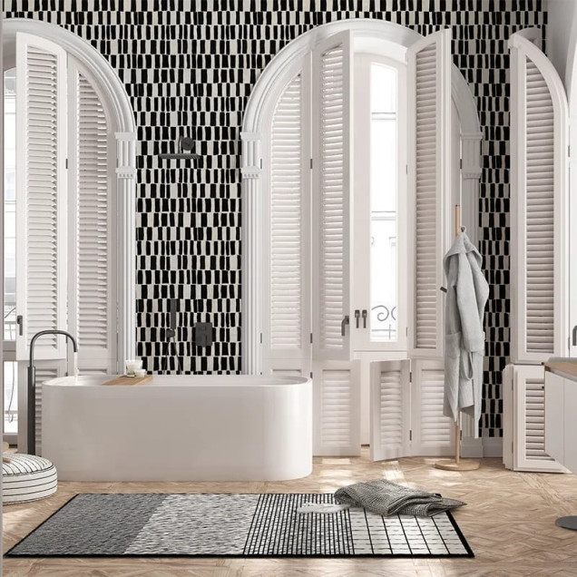 Tapet cu design modern alb-negru