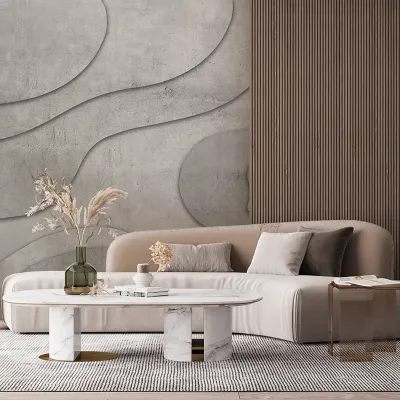 Tapet modern cu design abstract Hold your Hue (gray) cu linii curbe si o nuanța de gri