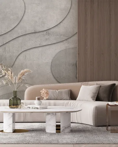 Tapet modern cu design abstract Hold your Hue (gray) cu linii curbe si o nuanța de gri