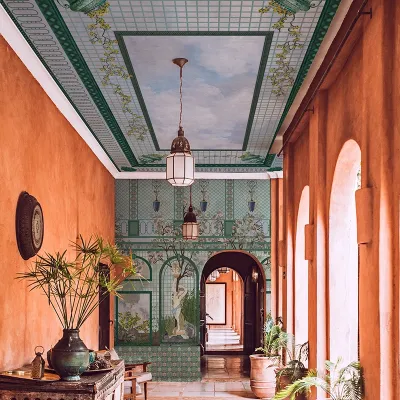 Tapet cu design floral si geometric, ideal pentru peretii casei