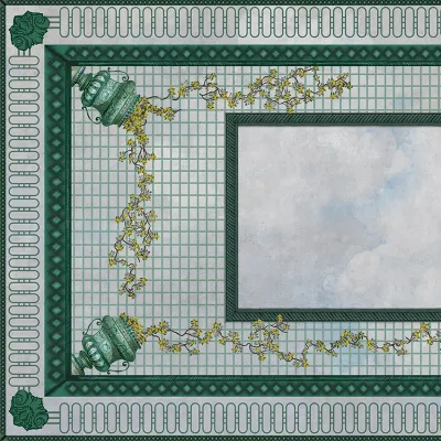 Tapet cu design floral si geometric, ideal pentru peretii casei