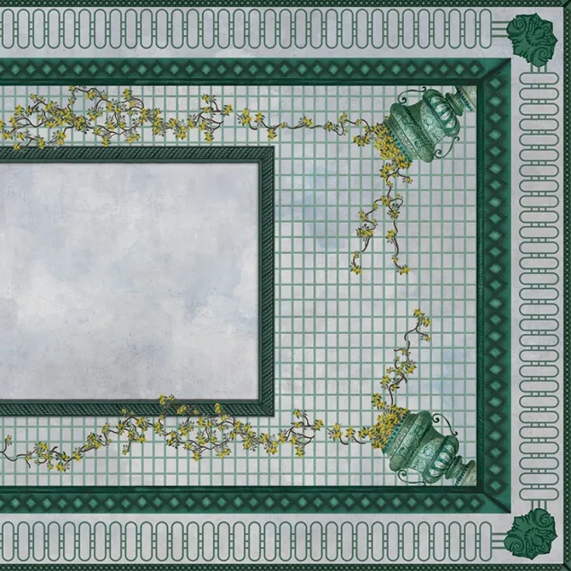 Tapet cu design floral si geometric, ideal pentru peretii casei