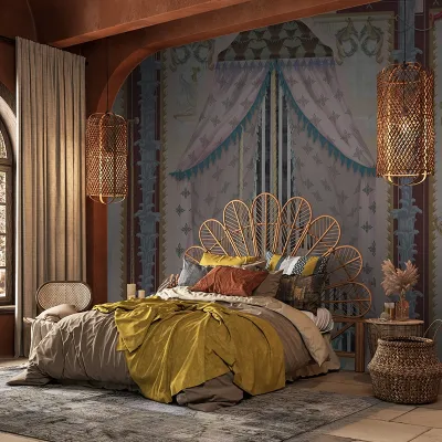 Tapet Splendore Indulgente (light) - personalizat, pentru un dormitor elegant și relaxant. Design unic, culori pastelate și motive elegante.