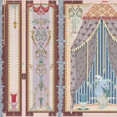 Tapet Splendore Indulgente (light) - personalizat, pentru un dormitor elegant și relaxant. Design unic, culori pastelate și motive elegante.