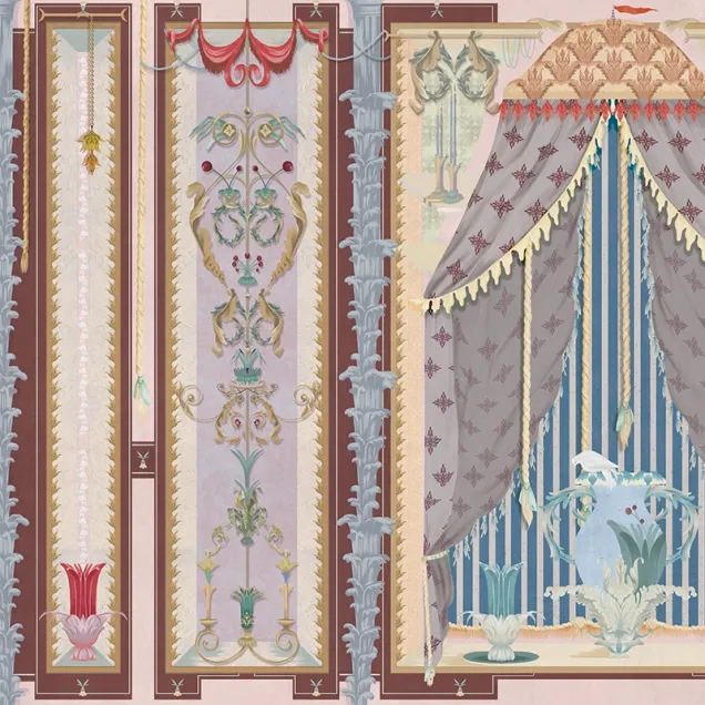Tapet Splendore Indulgente (light) - personalizat, pentru un dormitor elegant și relaxant. Design unic, culori pastelate și motive elegante.