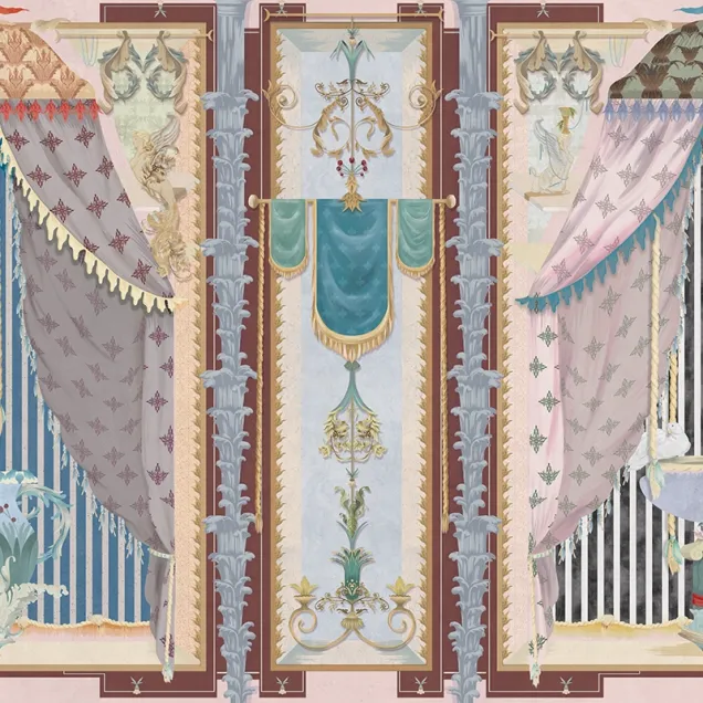 Tapet Splendore Indulgente (light) - personalizat, pentru un dormitor elegant și relaxant. Design unic, culori pastelate și motive elegante.