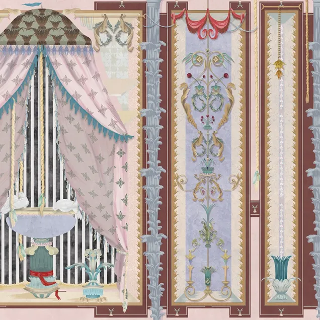 Tapet Splendore Indulgente (light) - personalizat, pentru un dormitor elegant și relaxant. Design unic, culori pastelate și motive elegante.