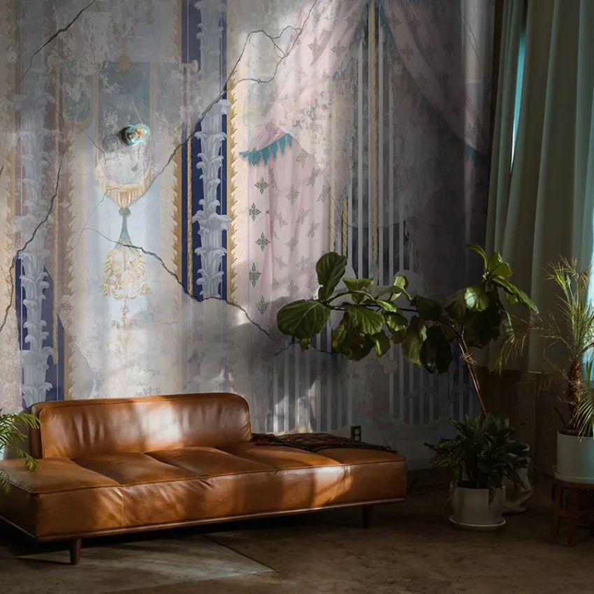 Tapet Splendore Indulgente (light) - personalizat, pentru un dormitor elegant și relaxant. Design unic, culori pastelate și motive elegante.