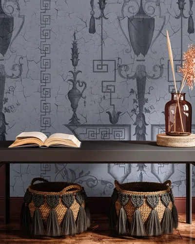 Tapet personalizat cu design vintage, inspirat din motive antice.
