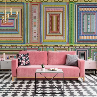 Tapet modern cu design geometric, perfect pentru living