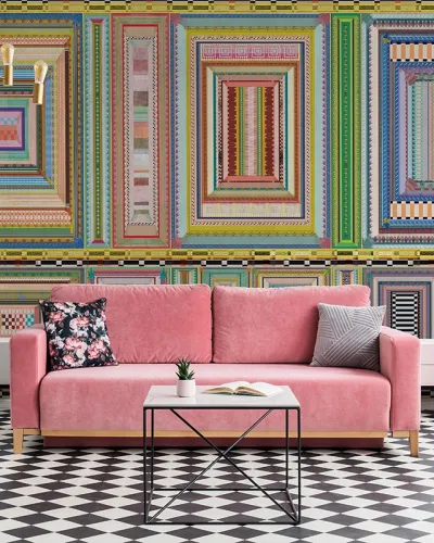 Tapet modern cu design geometric, perfect pentru living