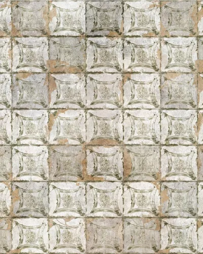 Tapet modern cu design geometric, in nuante de verde si bej, ideal pentru a decora livingul sau dormitorul