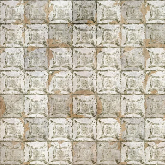 Tapet modern cu design geometric, in nuante de verde si bej, ideal pentru a decora livingul sau dormitorul