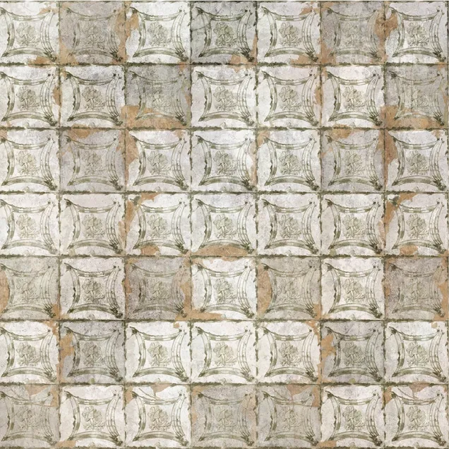 Tapet modern cu design geometric, in nuante de verde si bej, ideal pentru a decora livingul sau dormitorul