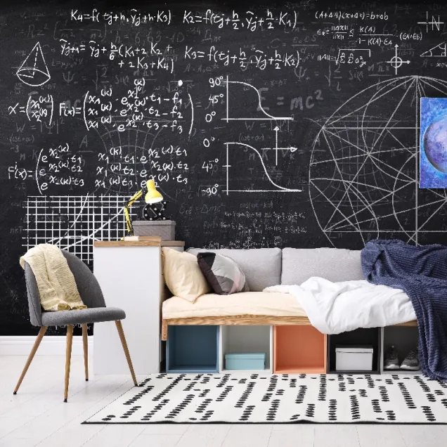Tapet cu design geometric si formule matematice